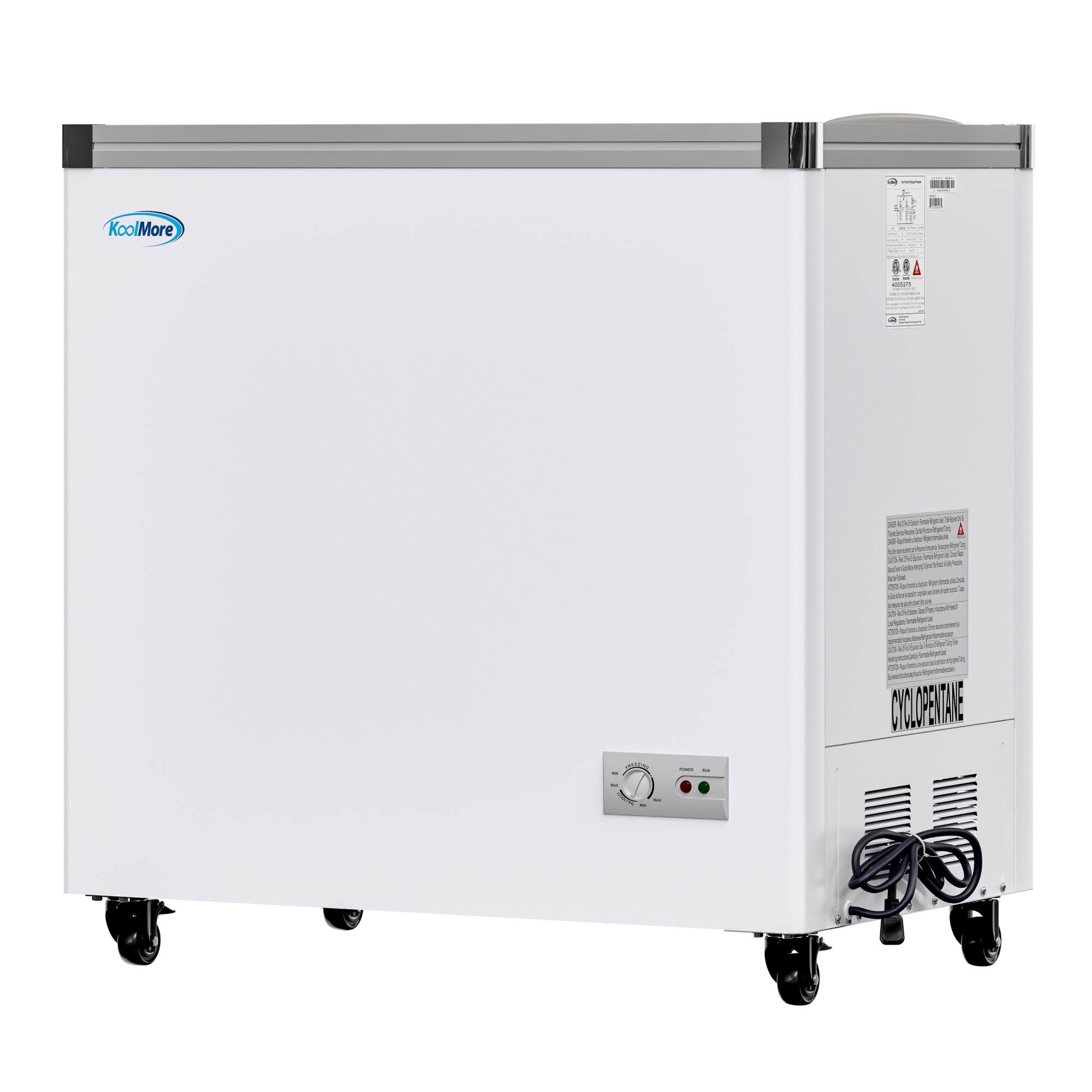 33 in. Flat Top Ice Cream Display Freezer, 7 cu. ft. Capacity in White - Wrap