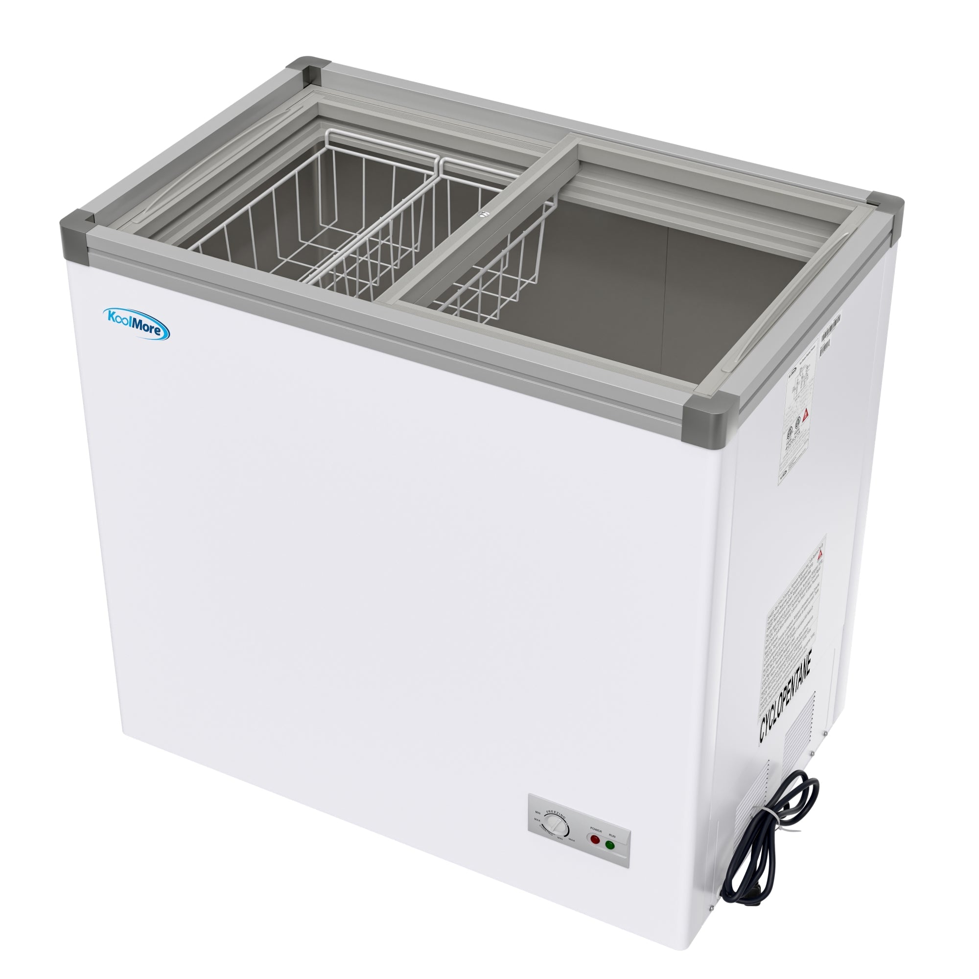 33 in. Flat Top Ice Cream Display Freezer, 7 cu. ft. Capacity in White - Wrap