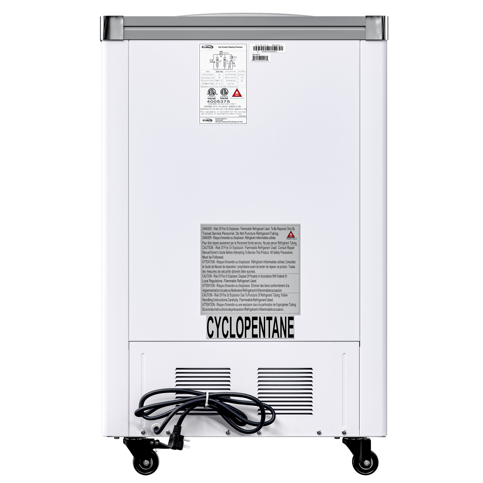 33 in. Flat Top Ice Cream Display Freezer, 7 cu. ft. Capacity in White