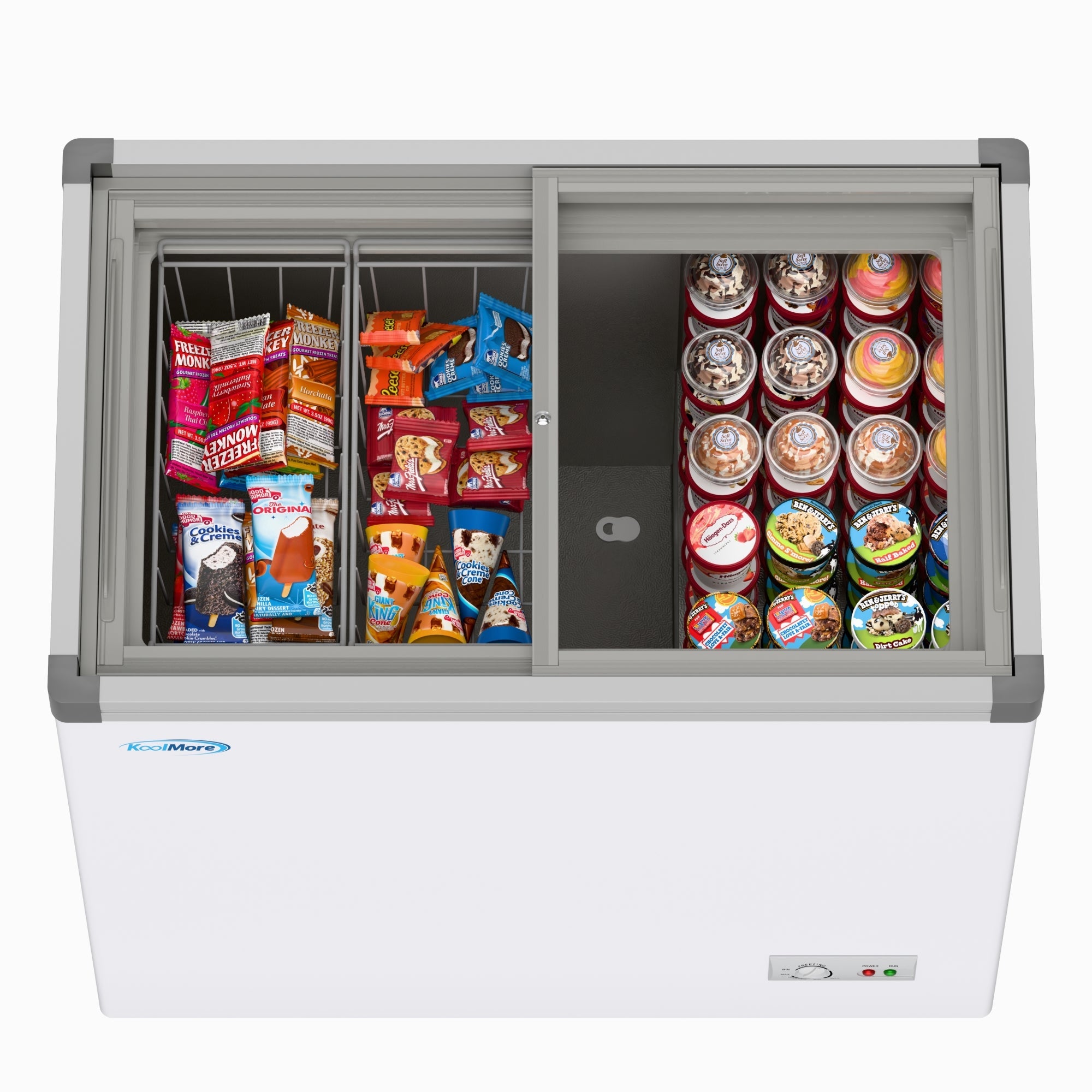 33 in. Flat Top Ice Cream Display Freezer, 7 cu. ft. Capacity in White
