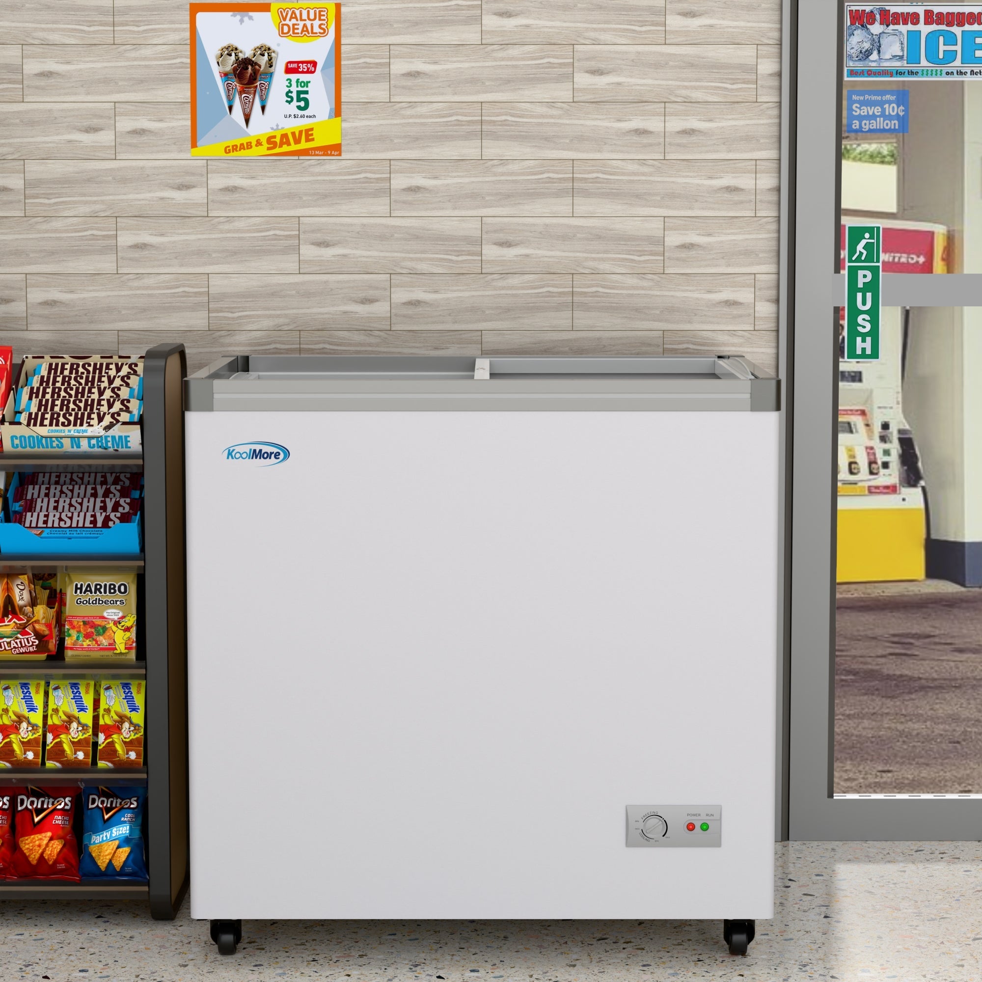 33 in. Flat Top Ice Cream Display Freezer, 7 cu. ft. Capacity in White