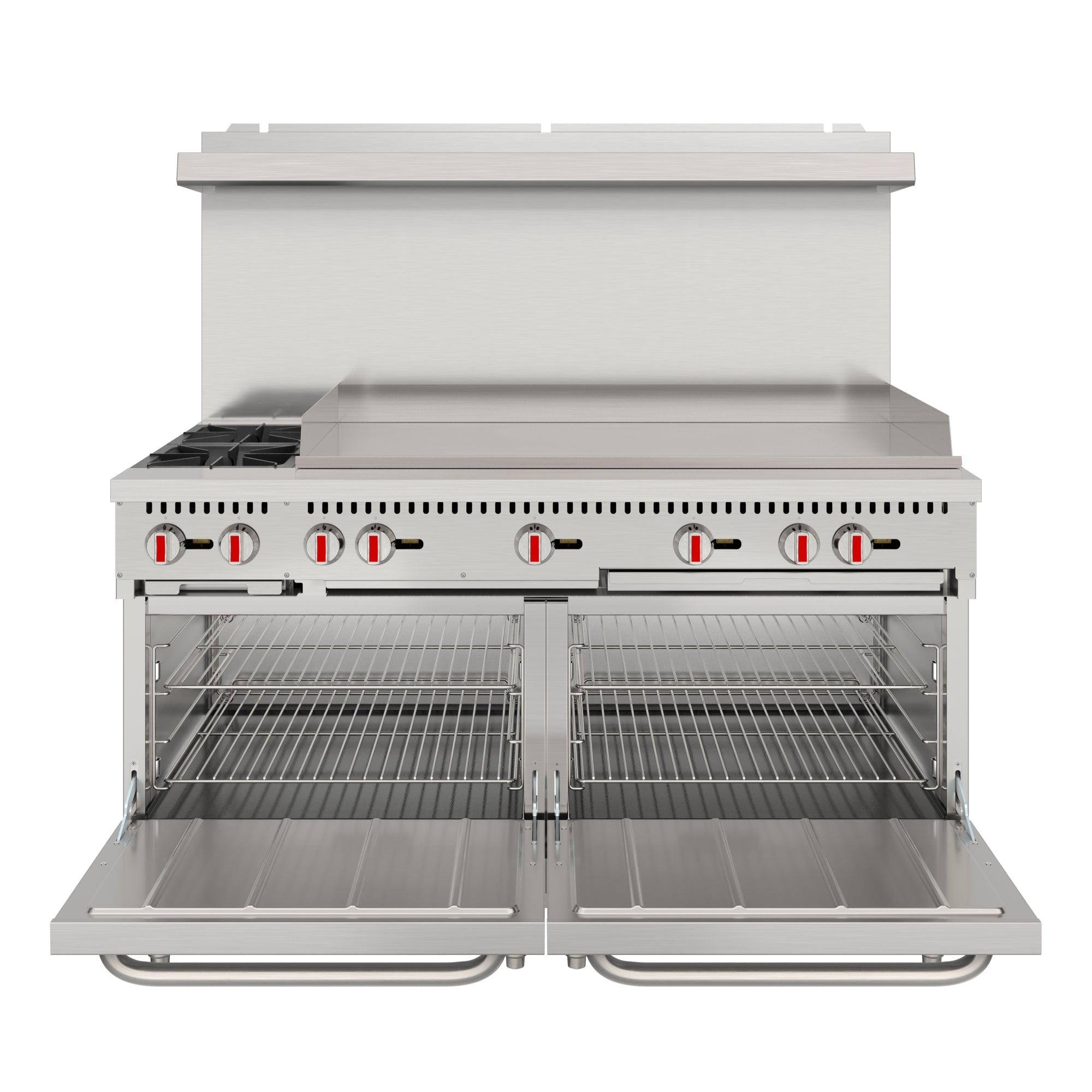 60 in. Dual Oven Commercial Range with 48 in. Griddle and 2 Burners in Stainless-Steel
