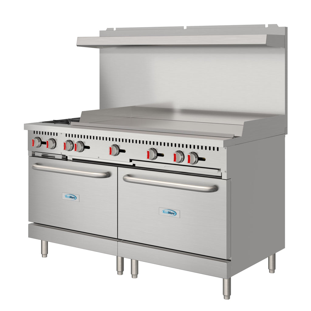 60 in. Dual Oven Commercial Range with 48 in. Griddle and 2 Burners in Stainless-Steel