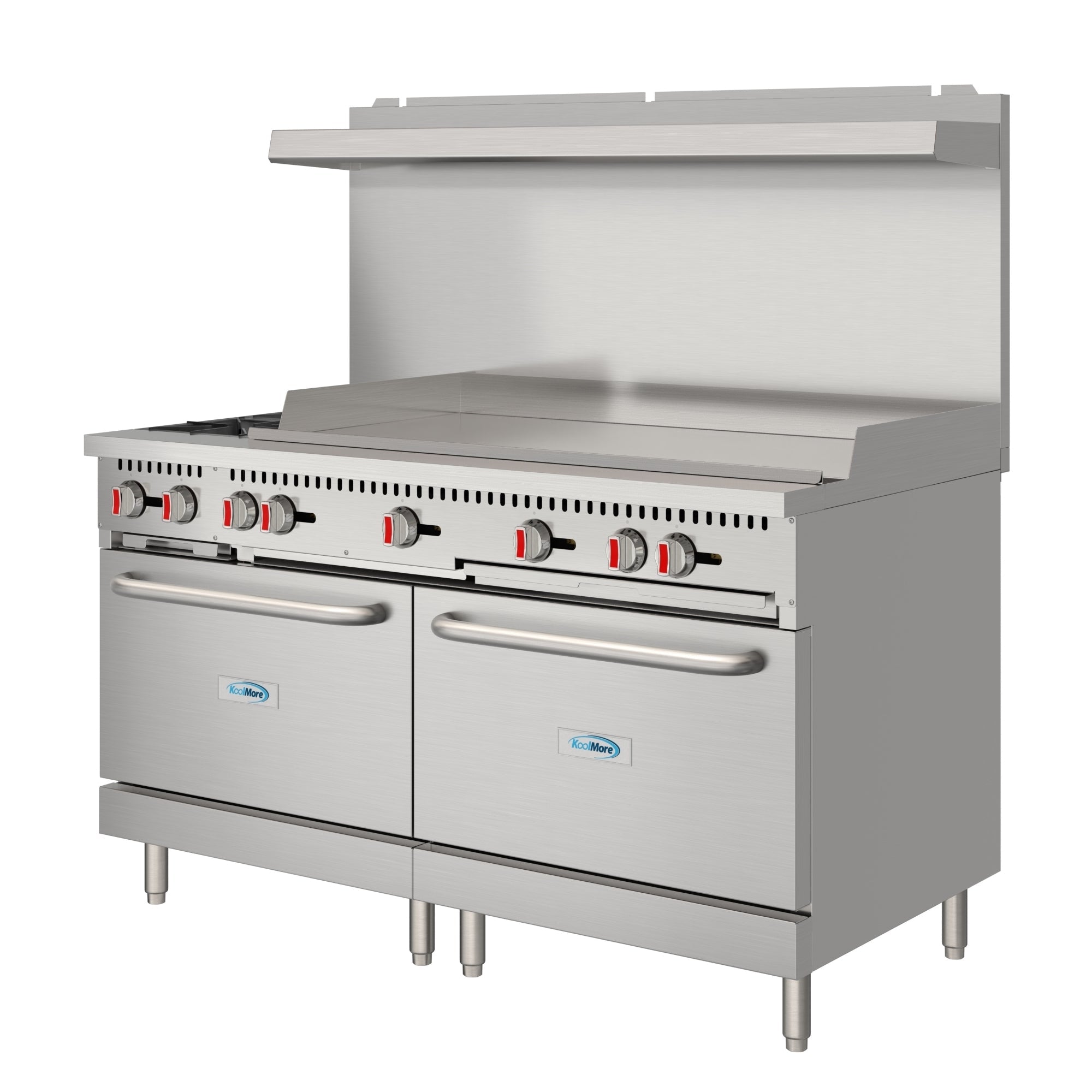 60 in. Dual Oven Commercial Range with 48 in. Griddle and 2 Burners in Stainless-Steel