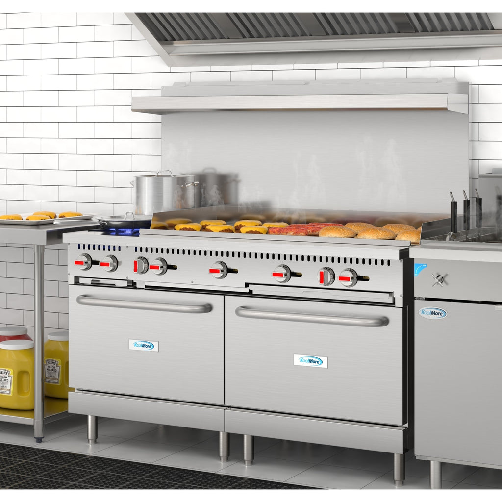 60 in. Dual Oven Commercial Range with 48 in. Griddle and 2 Burners in Stainless-Steel