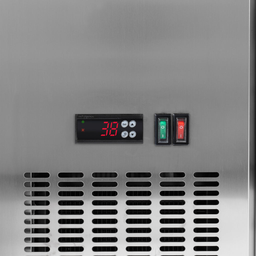 72 in. Commercial Three Glass Door Back Bar Cooler Refrigerator with Side Condenser and Compressor, LED Lighting, 18 Cu. Ft Capacity in Stainless-Steel