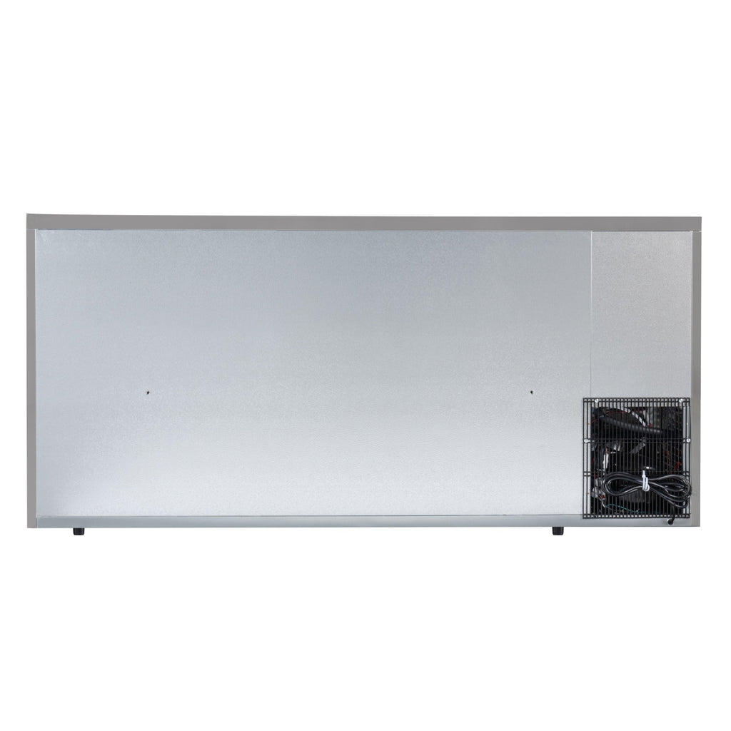72 in. Commercial Three Glass Door Back Bar Cooler Refrigerator with Side Condenser and Compressor, LED Lighting, 18 Cu. Ft Capacity in Stainless-Steel