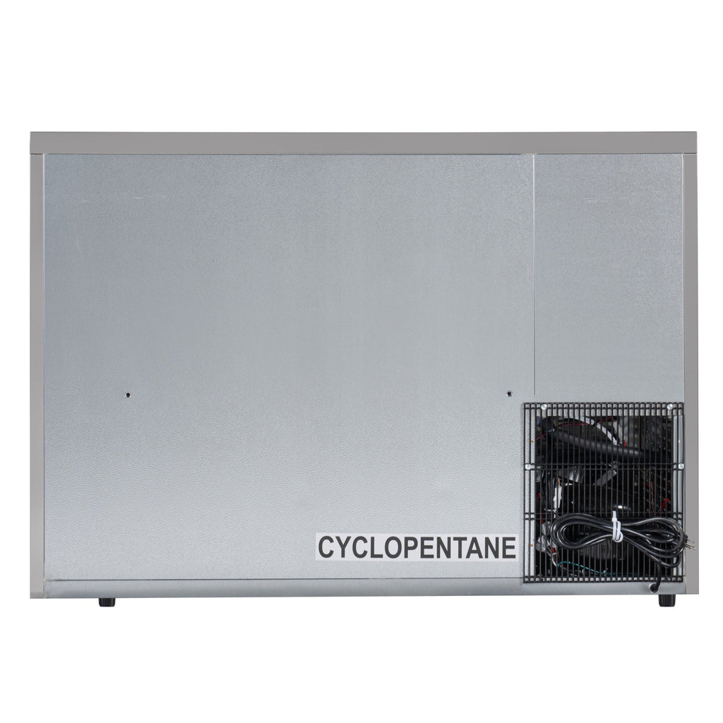 47 in. Commercial Two Glass Door Back Bar Cooler Refrigerator with Side Condenser and Compressor, LED Lighting, 11 Cu. Ft Capacity in Stainless-Steel