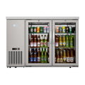 47 in. Commercial Two Glass Door Back Bar Cooler Refrigerator with Side Condenser and Compressor, LED Lighting, 11 Cu. Ft Capacity in Stainless-Steel
