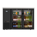 47 in. Commercial Two Glass Door Back Bar Cooler Refrigerator with Side Condenser and Compressor, LED Lighting, 11 Cu. Ft Capacity in Black