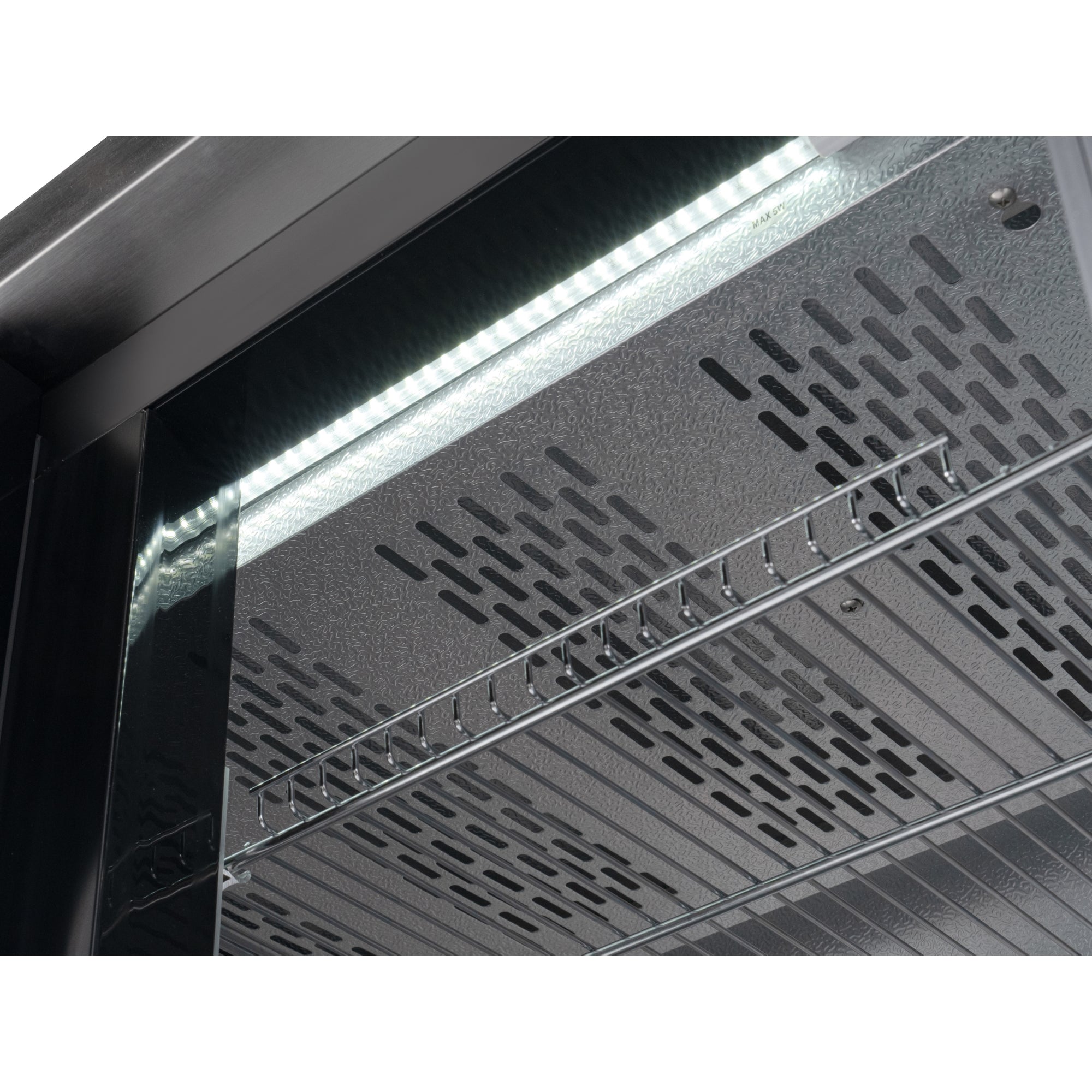 72 in. Commercial Three Glass Door Back Bar Cooler Refrigerator with Side Condenser and Compressor, LED Lighting, 18 Cu. Ft Capacity in Black