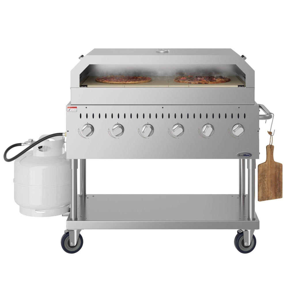 48 in. Commercial Outdoor Propane Gas Grill With Pizza Oven, ETL Listed in Stainless-Steel