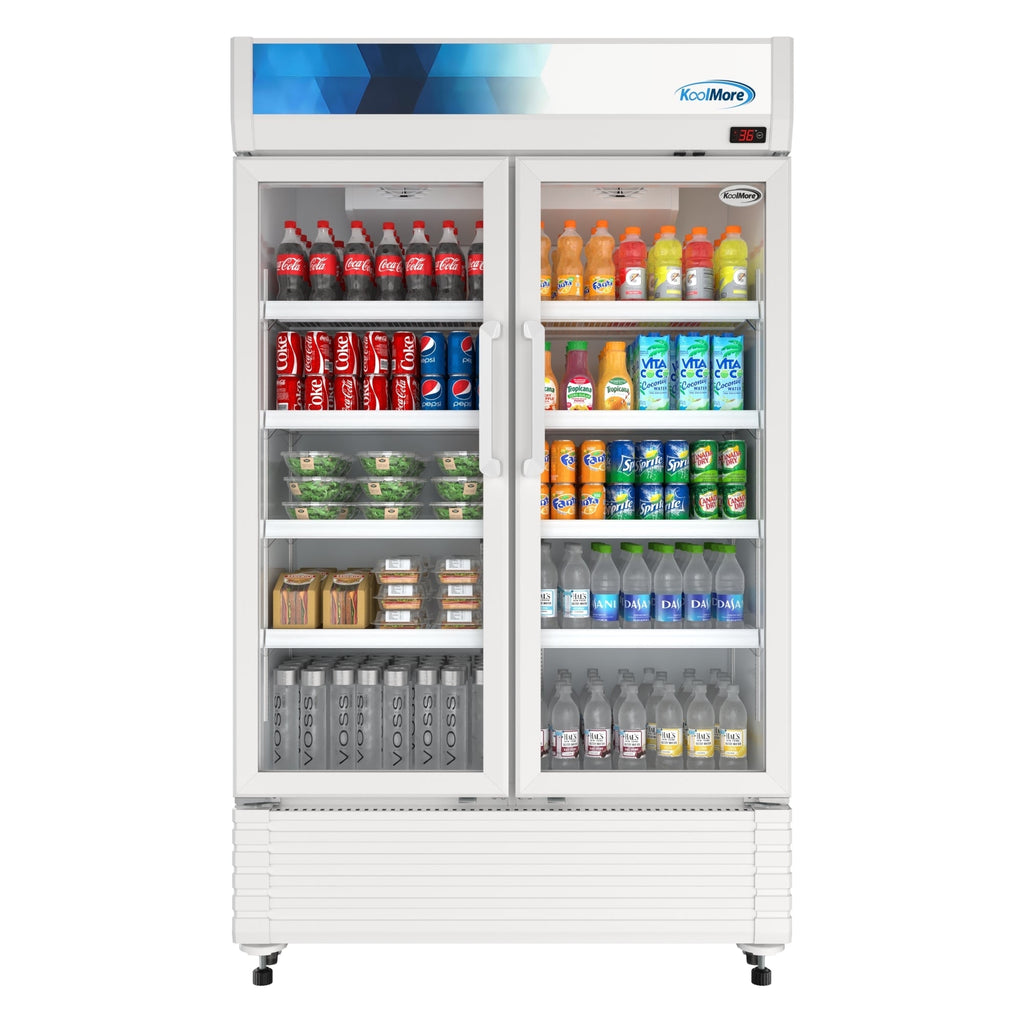 47 in. Commercial 2-Glass Door Merchandiser Refrigerator, 29 cu. ft. in White