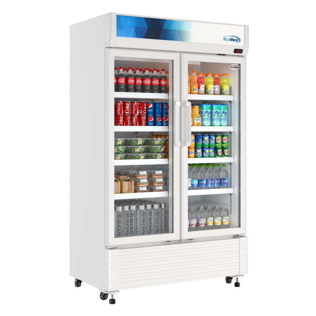 47 in. Commercial 2-Glass Door Merchandiser Refrigerator, 29 cu. ft. in White