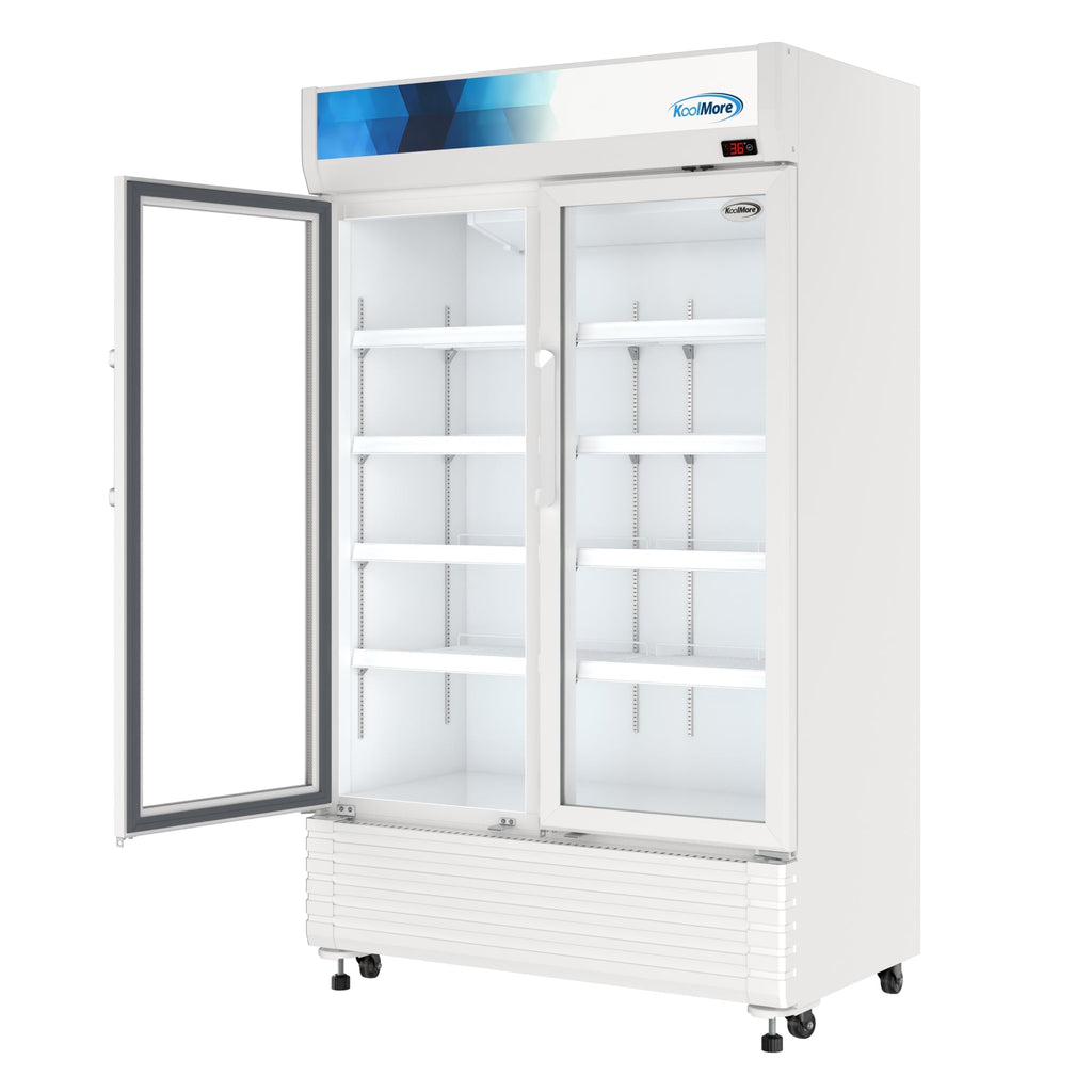 47 in. Commercial 2-Glass Door Merchandiser Refrigerator, 29 cu. ft. in White