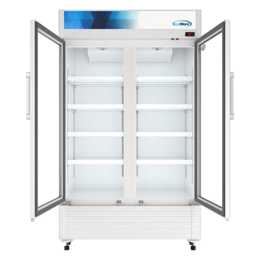 47 in. Commercial 2-Glass Door Merchandiser Refrigerator, 29 cu. ft. in White