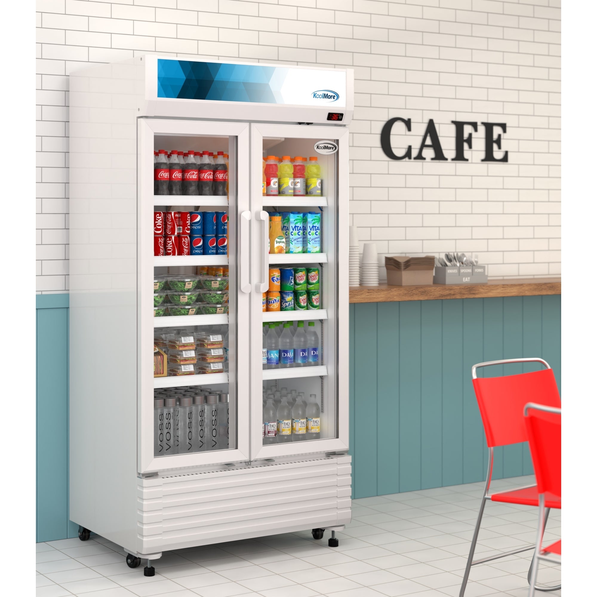 39 in. Commercial 2-Glass Door Merchandiser Refrigerator, 21.9 cu. ft. in White
