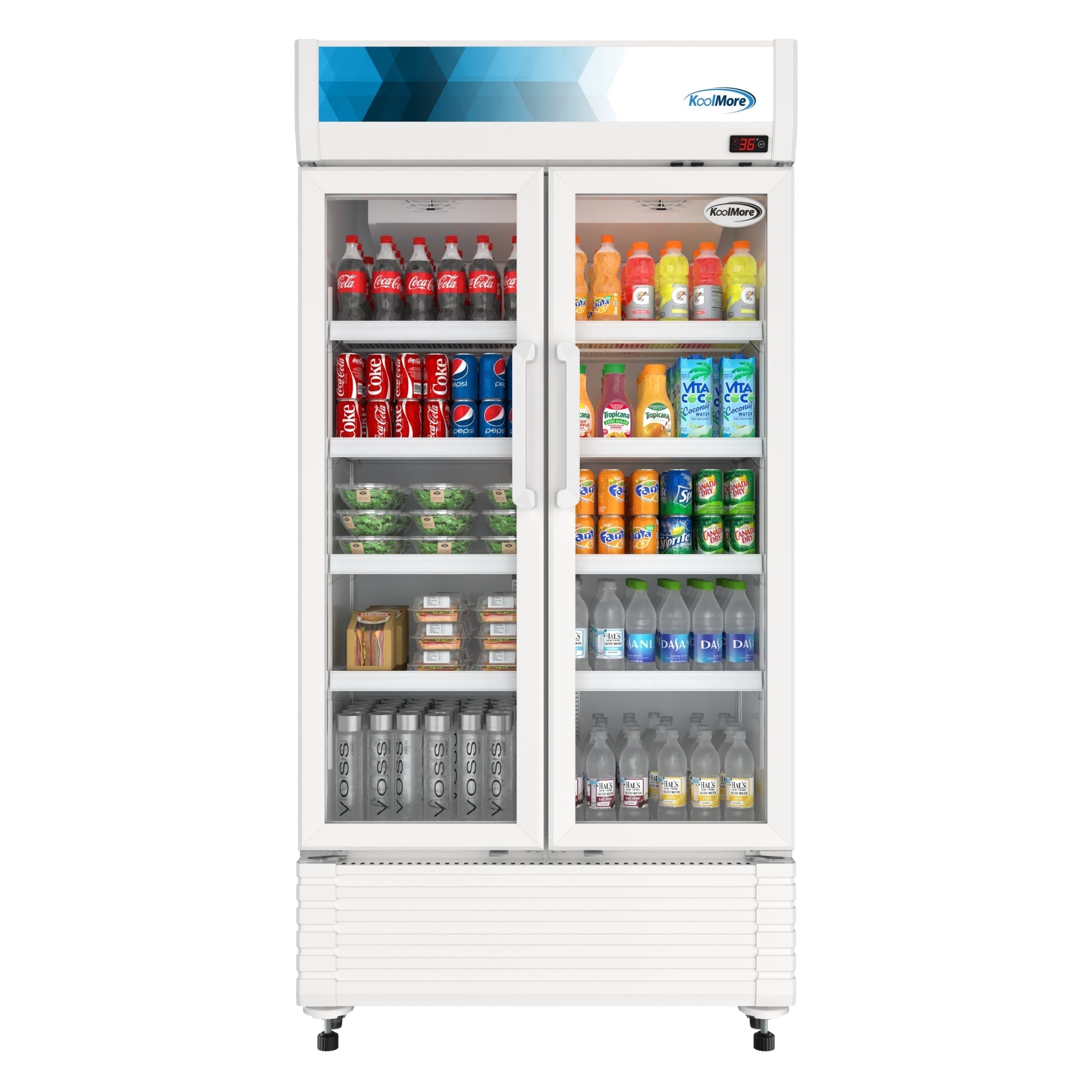 39 in. Commercial 2-Glass Door Merchandiser Refrigerator, 21.9 cu. ft. in White