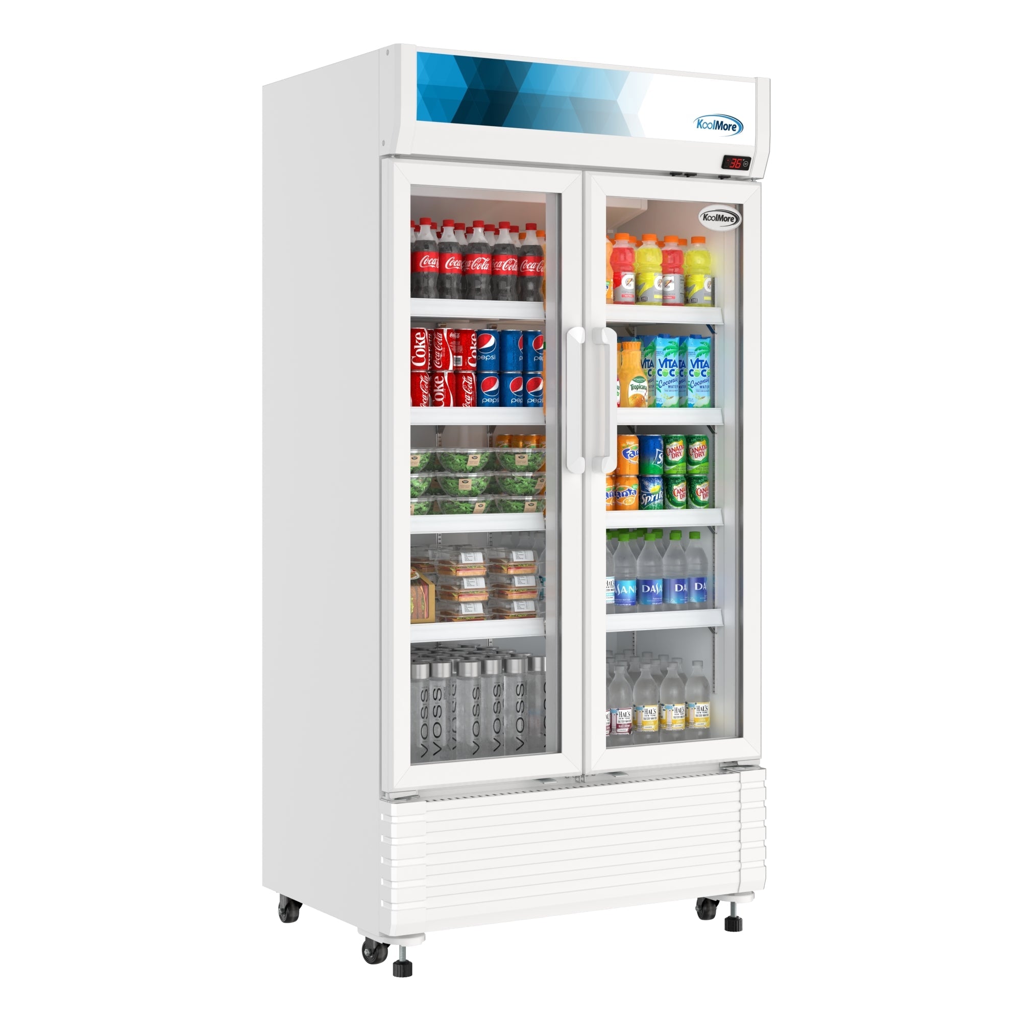 39 in. Commercial 2-Glass Door Merchandiser Refrigerator, 21.9 cu. ft. in White