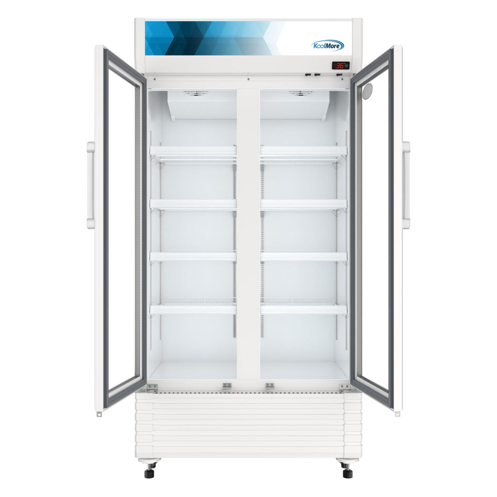 39 in. Commercial 2-Glass Door Merchandiser Refrigerator, 21.9 cu. ft. in White