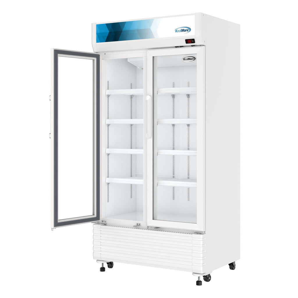 39 in. Commercial 2-Glass Door Merchandiser Refrigerator, 21.9 cu. ft. in White