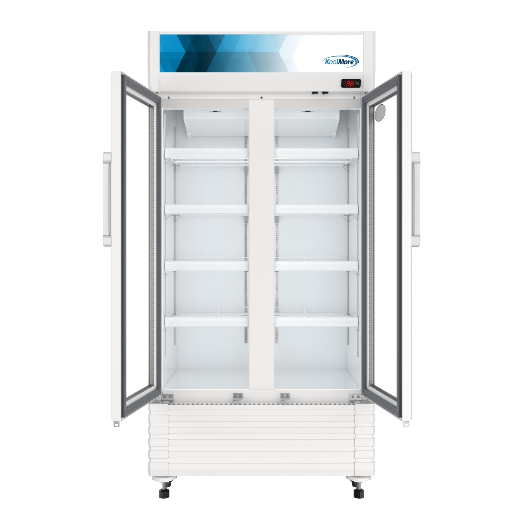 35 in. Commercial 2-Glass Door Merchandiser Refrigerator, 16.5 cu. ft. in White