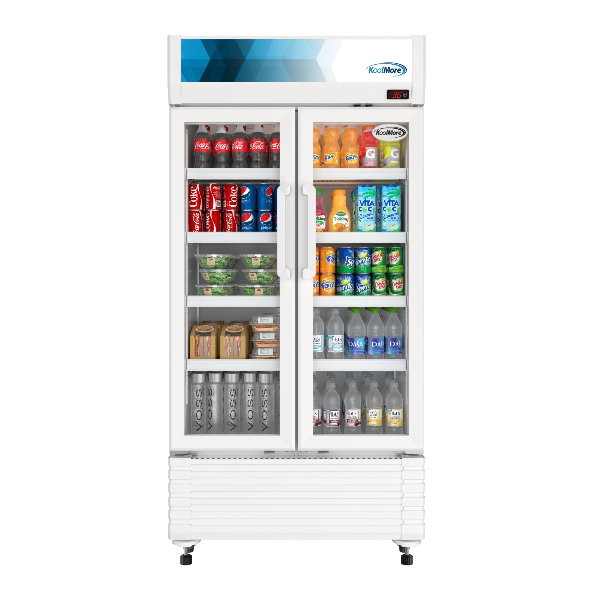 35 in. Commercial 2-Glass Door Merchandiser Refrigerator, 16.5 cu. ft. in White