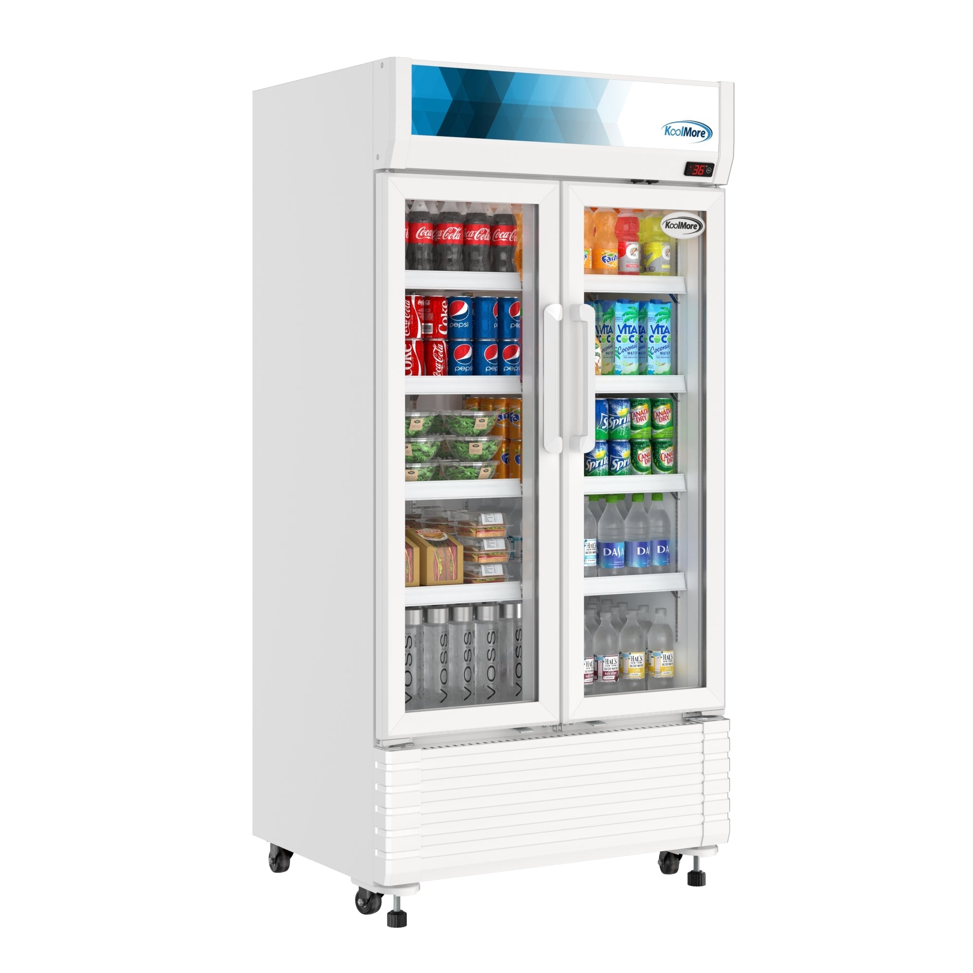 35 in. Commercial 2-Glass Door Merchandiser Refrigerator, 16.5 cu. ft. in White