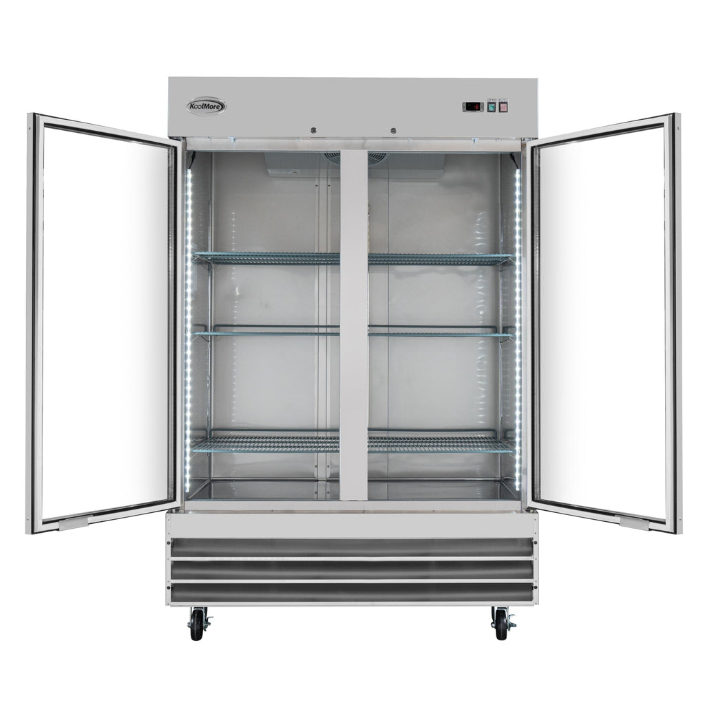 54 in. Two Glass Door Reach-In Freezer 47 cu ft.