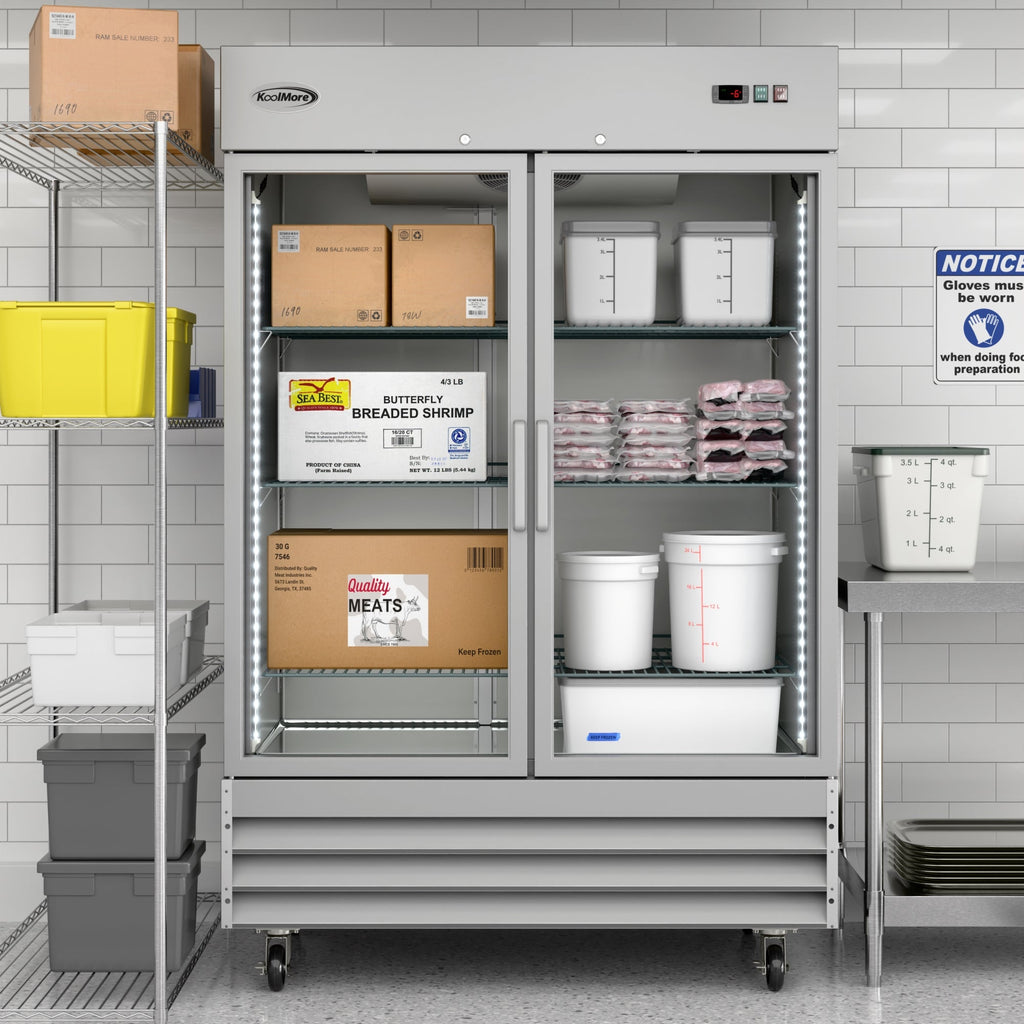 54 in. Two Glass Door Reach-In Freezer 47 cu ft.