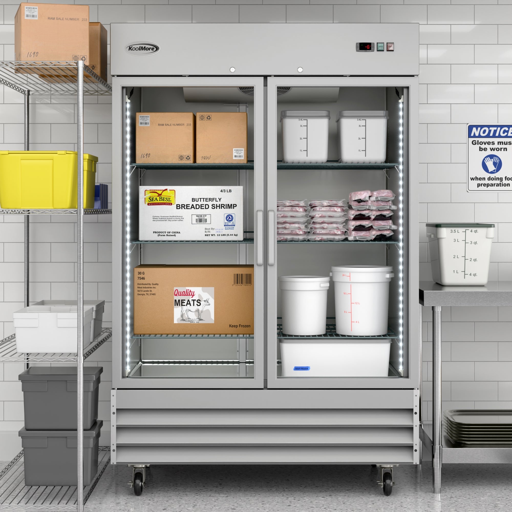 54 in. Two Glass Door Reach-In Freezer 47 cu ft.