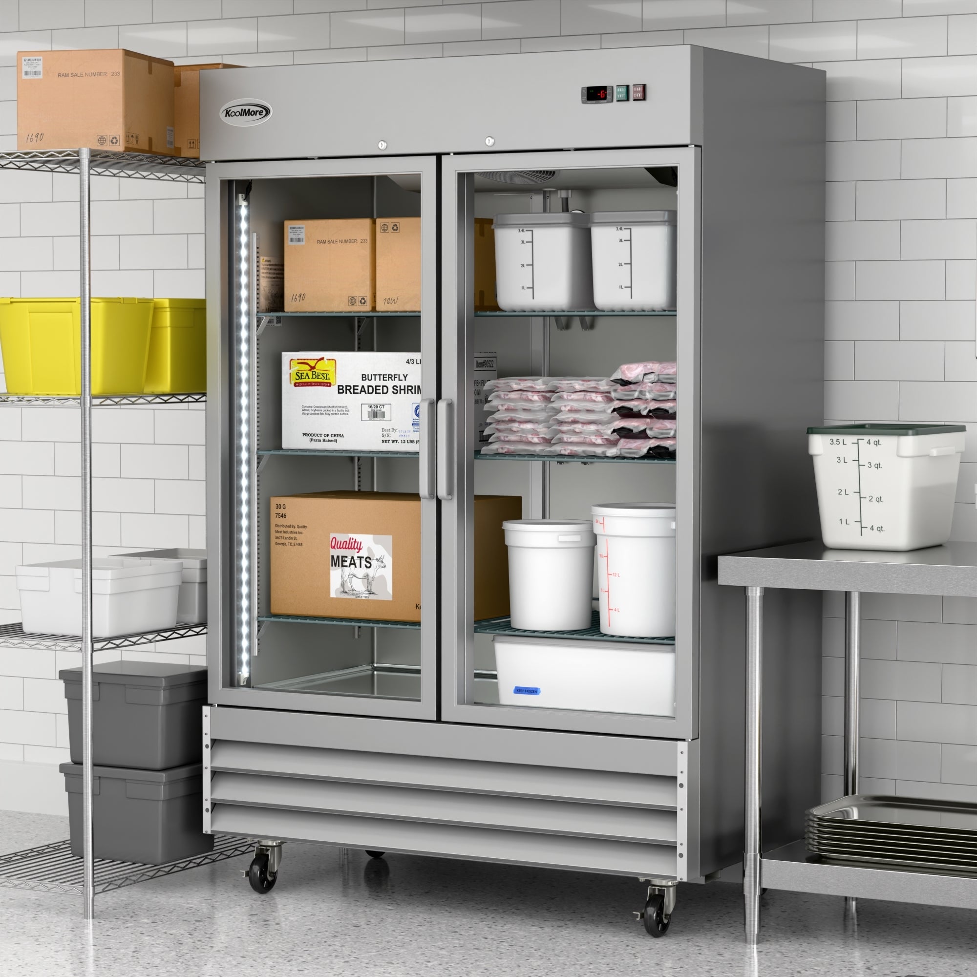 54 in. Two Glass Door Reach-In Freezer 47 cu ft.