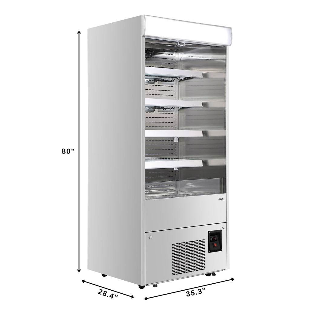 35.3 in. Open-Air Merchandiser Grab and Go Refrigerator, 18 cu. ft. in Stainless Steel - Wrap