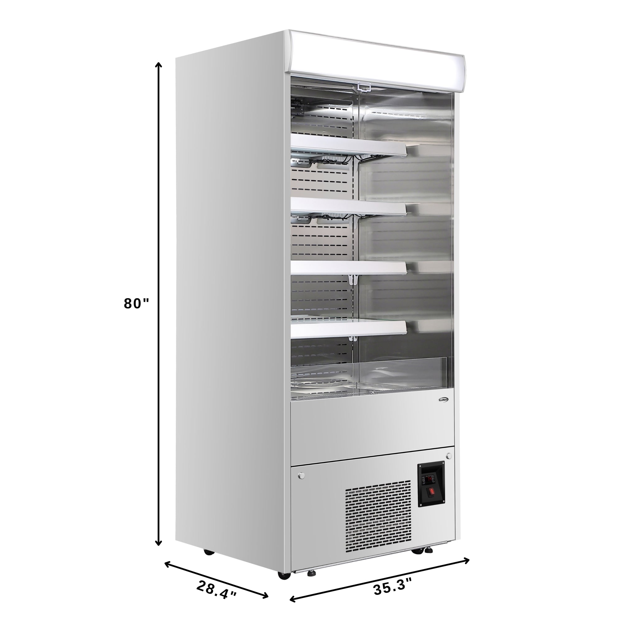 35.3 in. Open-Air Merchandiser Grab and Go Refrigerator, 18 cu. ft. in Stainless Steel - Wrap