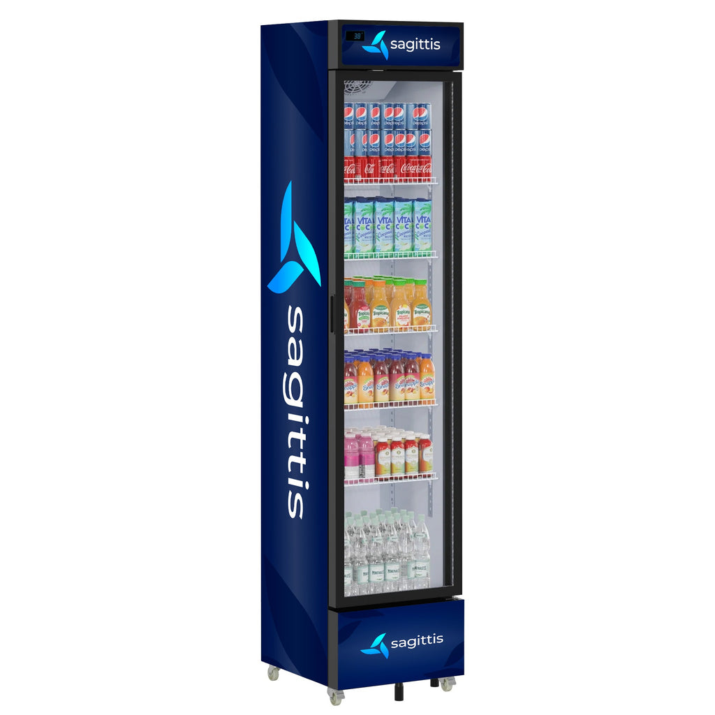 17 in. Slim Commercial Merchandiser Refrigerator 7 Cu. Ft. in Black, ETL Listed - Wrap