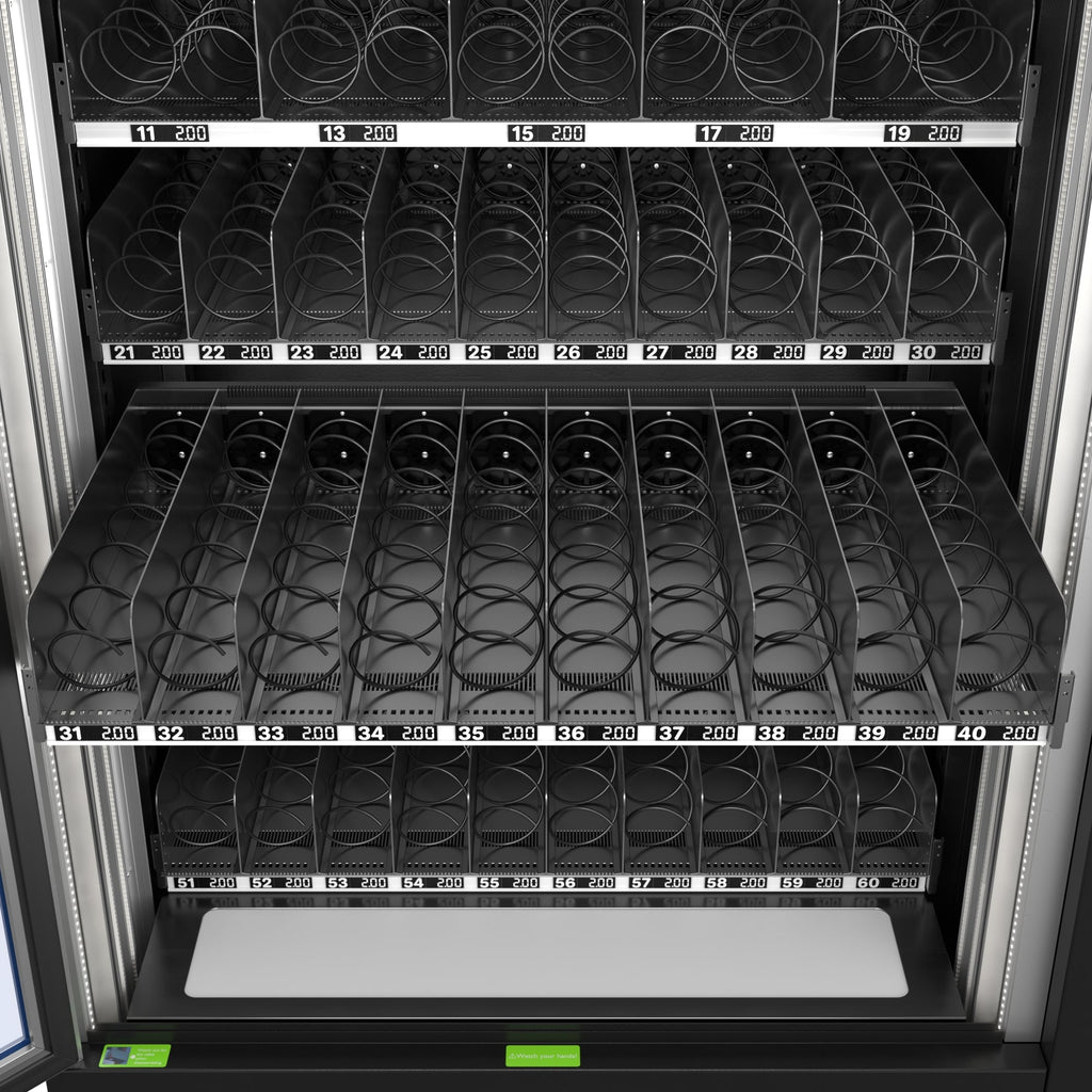 Snack Vending Machine with 21.5 Inch Touch Display, 66 Slots and Elevator-Lift Dispensing System,Refrigerated, Bill and Coin Acceptor, Credit Card Reader, Wifi and 4G Connectivity in Black