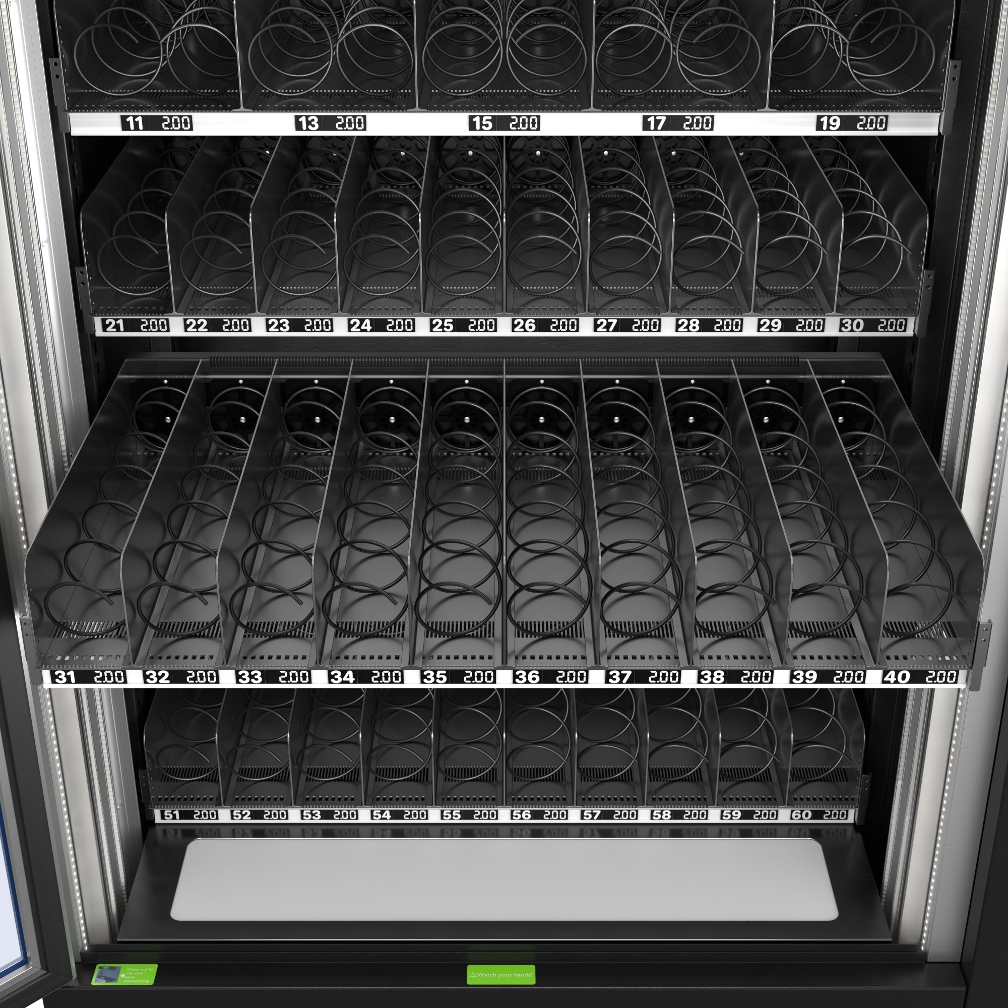 Snack Vending Machine with 21.5 Inch Touch Display, 66 Slots and Elevator-Lift Dispensing System,Refrigerated, Bill and Coin Acceptor, Credit Card Reader, Wifi and 4G Connectivity in Black