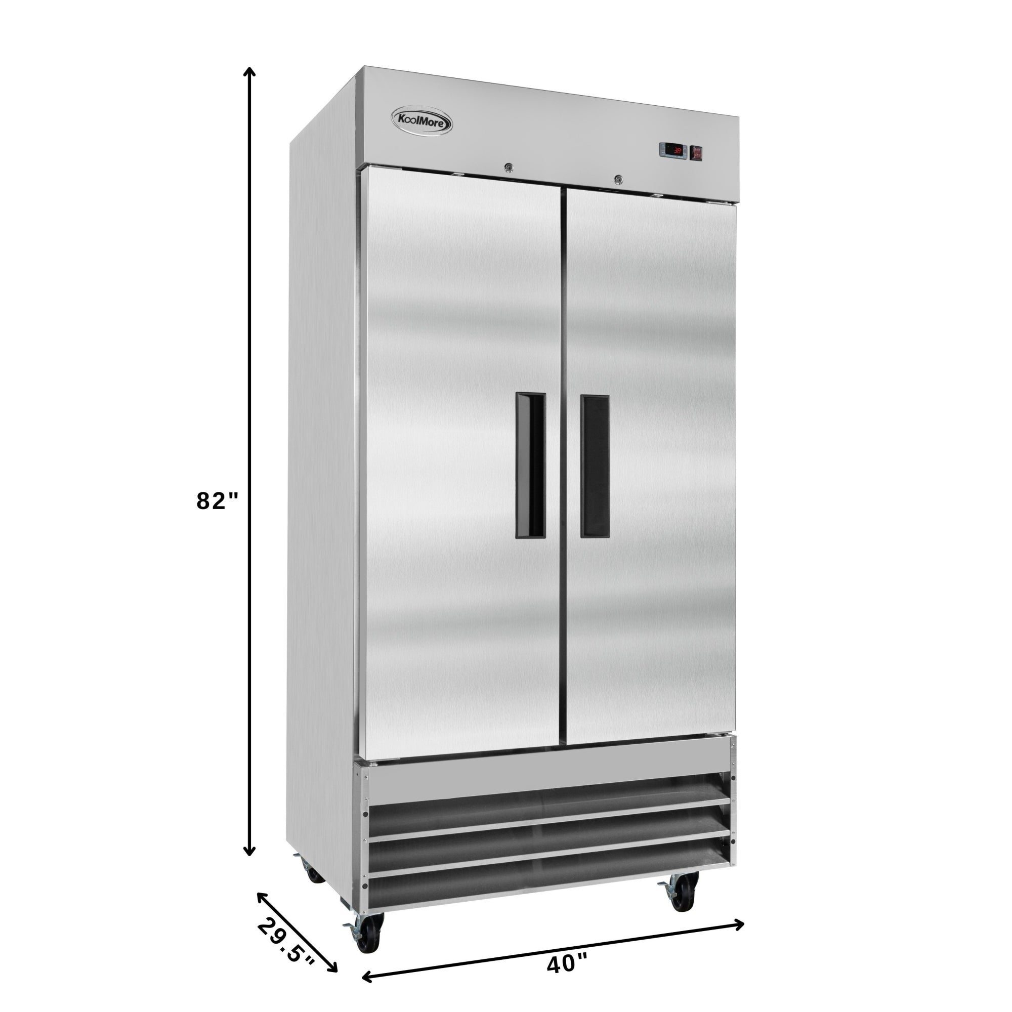39 in. Commercial Stainless Steel 2-Door Reach-In Refrigerator, 30 cu. ft.