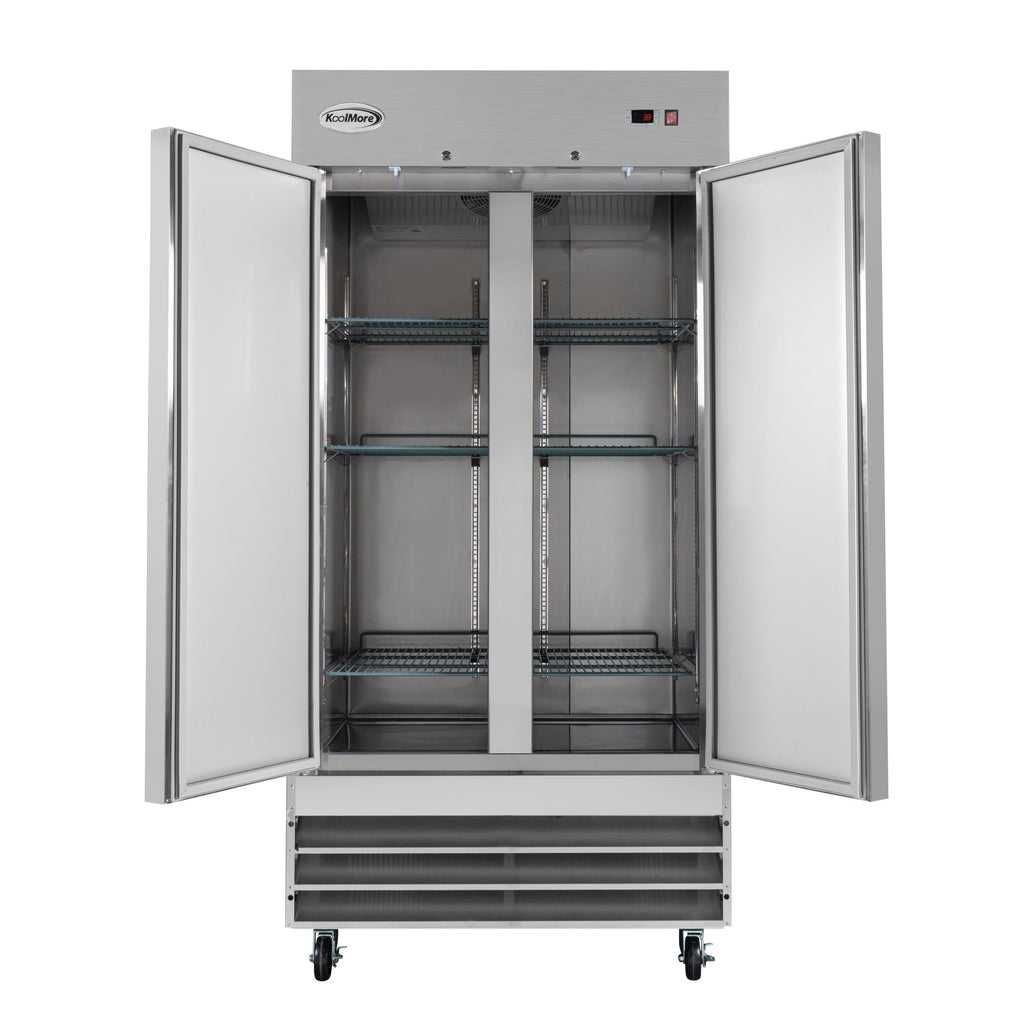 39 in. Commercial Stainless Steel 2-Door Reach-In Refrigerator, 30 cu. ft.
