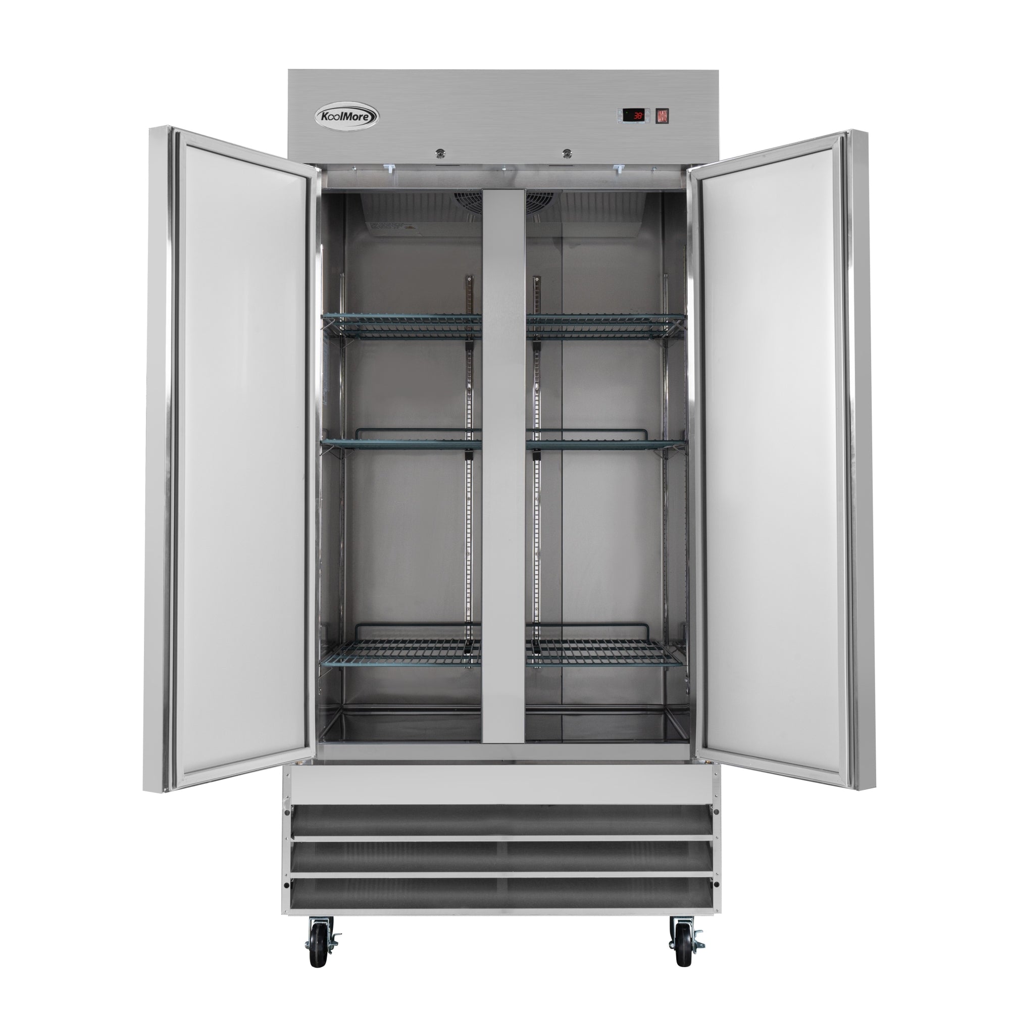 39 in. Commercial Stainless Steel 2-Door Reach-In Refrigerator, 30 cu. ft.