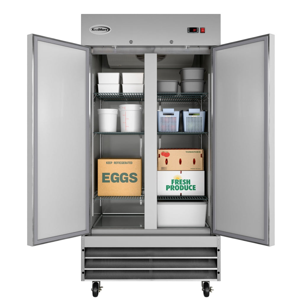 39 in. Commercial Stainless Steel 2-Door Reach-In Refrigerator, 30 cu. ft.