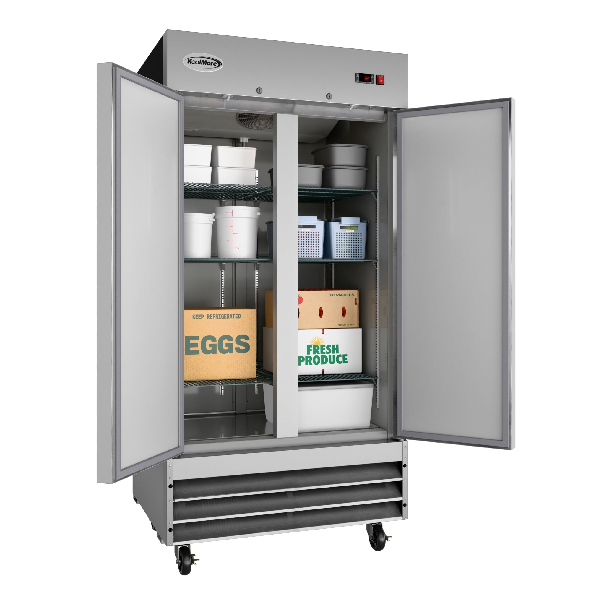 39 in. Commercial Stainless Steel 2-Door Reach-In Refrigerator, 30 cu. ft.