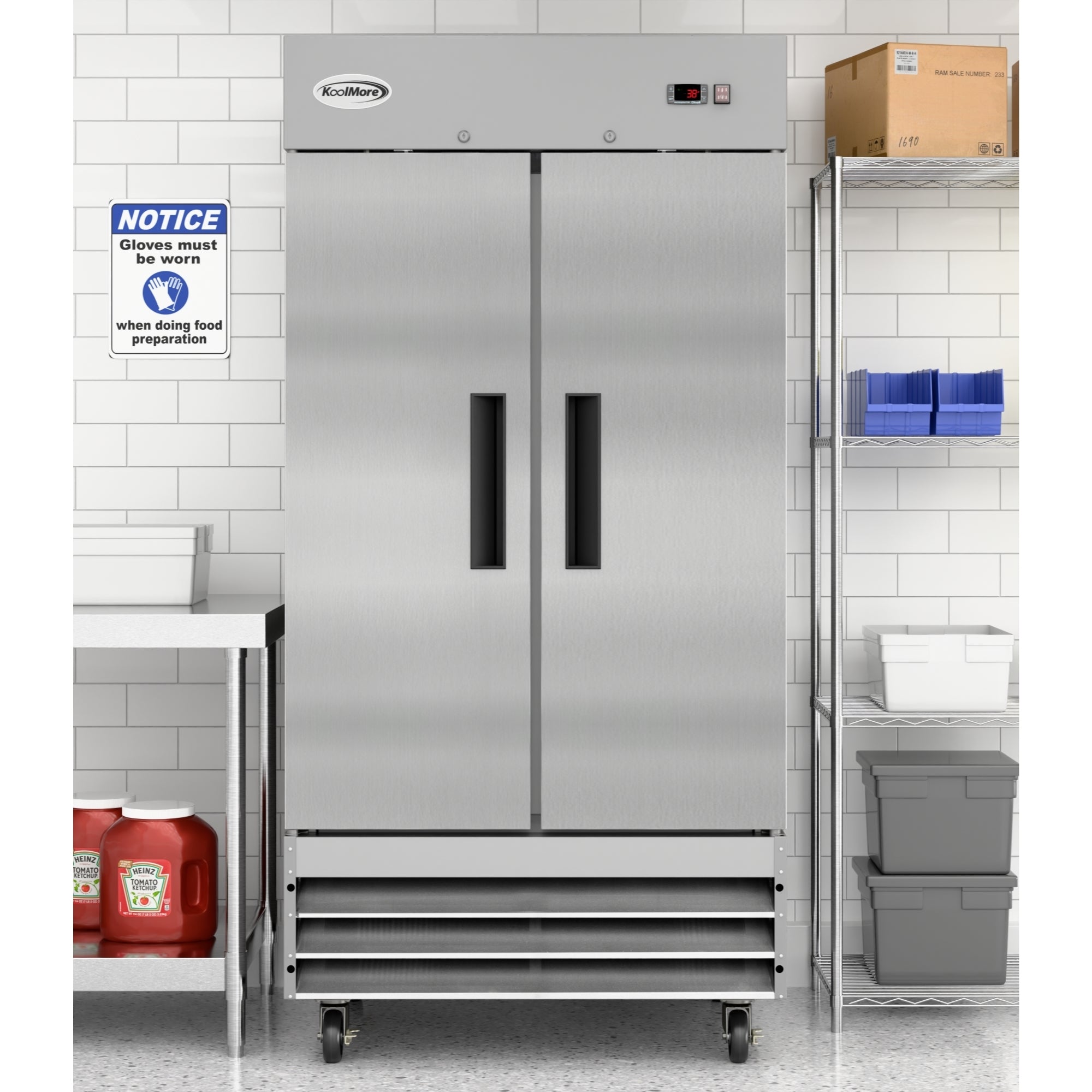39 in. Commercial Stainless Steel 2-Door Reach-In Refrigerator, 30 cu. ft.