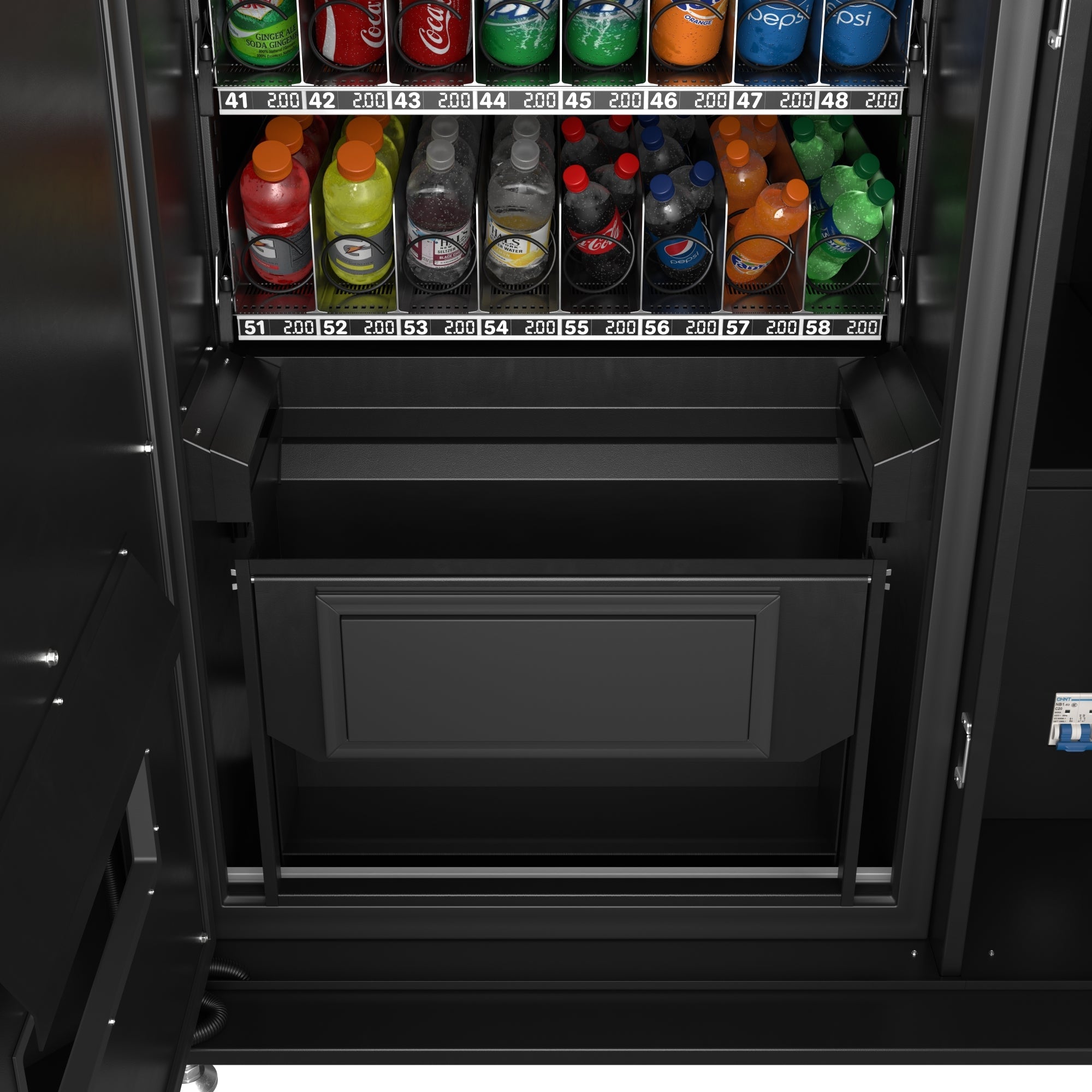 41 in. Refrigerated Snack Vending Machine with 48 Slots and Ample 49 in. Touch Display, Bill and Coin Acceptor, Credit Card Reader, Wifi, and 4G Connectivity in Black