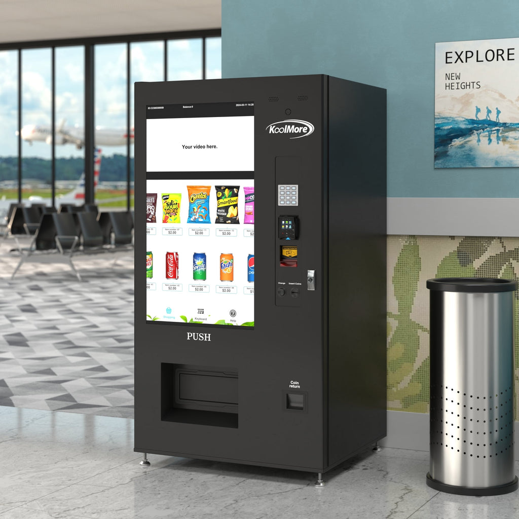 41 in. Refrigerated Snack Vending Machine with 48 Slots and Ample 49 in. Touch Display, Bill and Coin Acceptor, Credit Card Reader, Wifi, and 4G Connectivity in Black