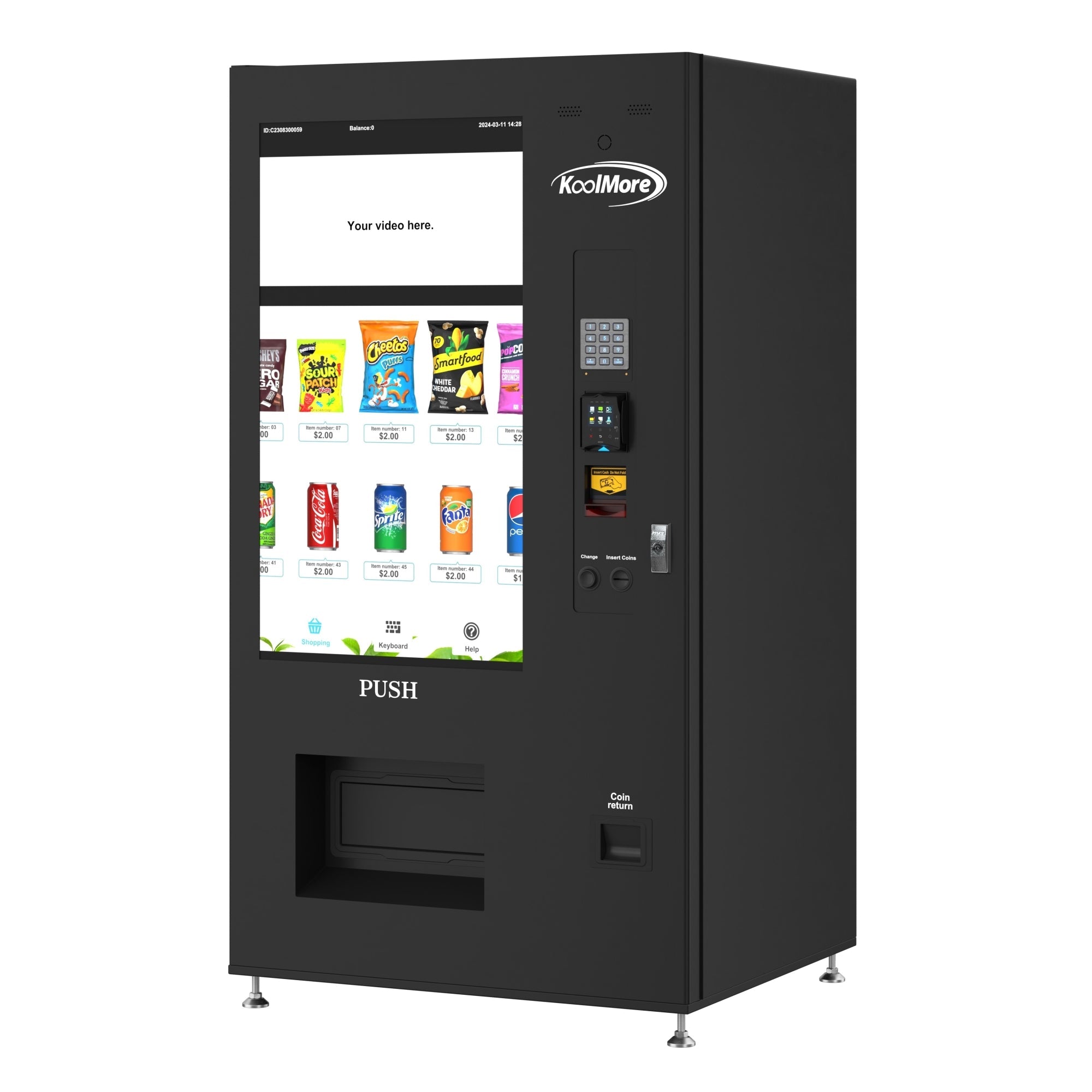 41 in. Refrigerated Snack Vending Machine with 48 Slots and Ample 49 in.Touch Display, Bill Acceptor, Credit Card Reader, Wifi, and 4G Connectivity in Black
