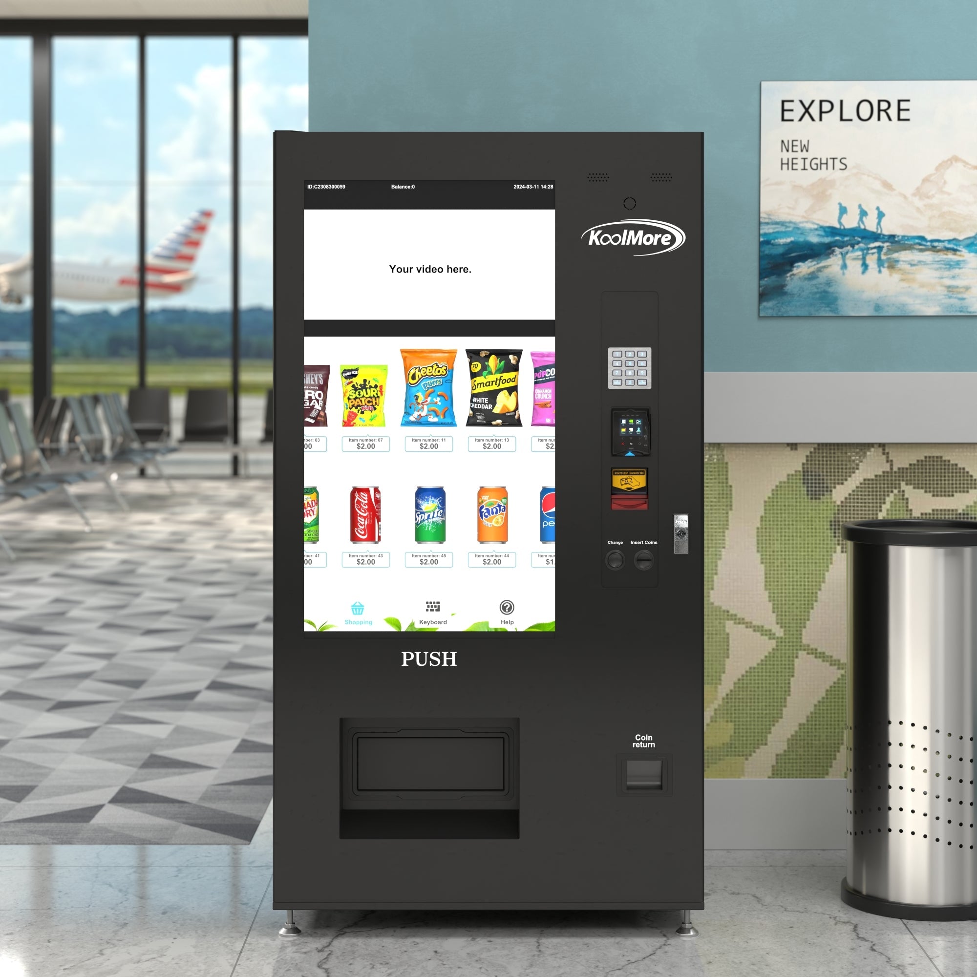 41 in. Refrigerated Snack Vending Machine with 48 Slots and Ample 49 in.Touch Display, Bill Acceptor, Credit Card Reader, Wifi, and 4G Connectivity in Black
