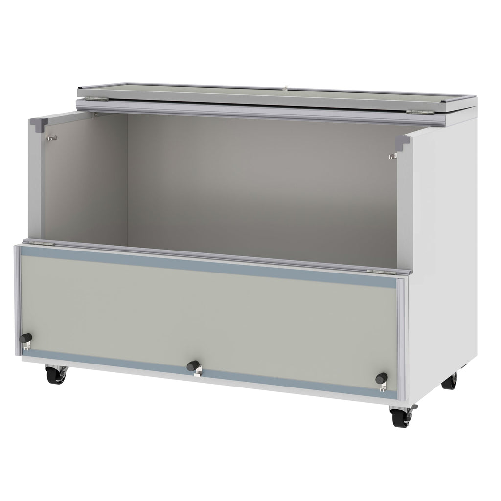 58 in. Commercial Milk Cooler for School and Cafeteria, 16 Crate Capacity with Heavy Duty Casters in Stainless Steel and White