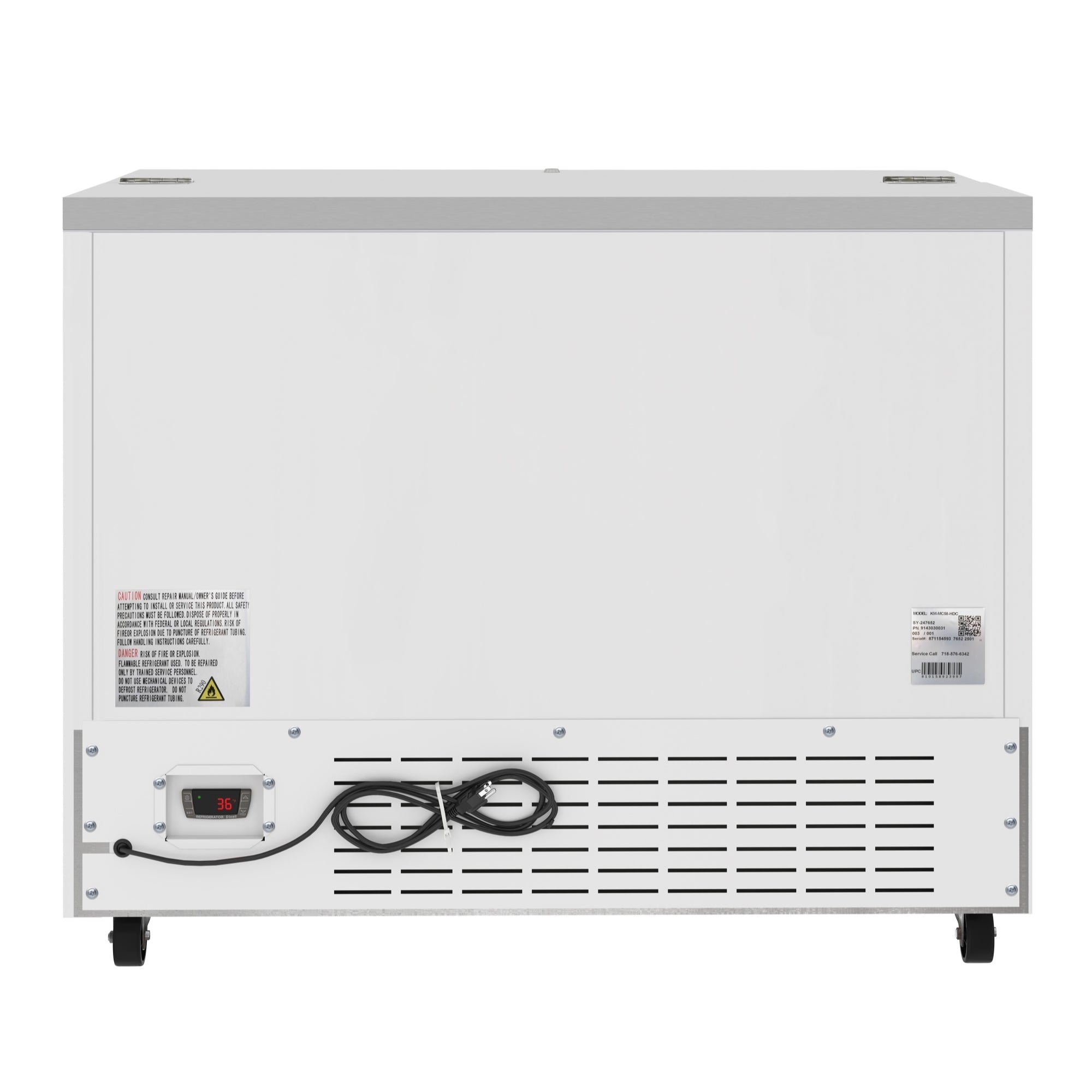 49 in. Commercial Milk Cooler for School and Cafeteria, 12 Crate Capacity with Heavy Duty Casters in Stainless Steel and White