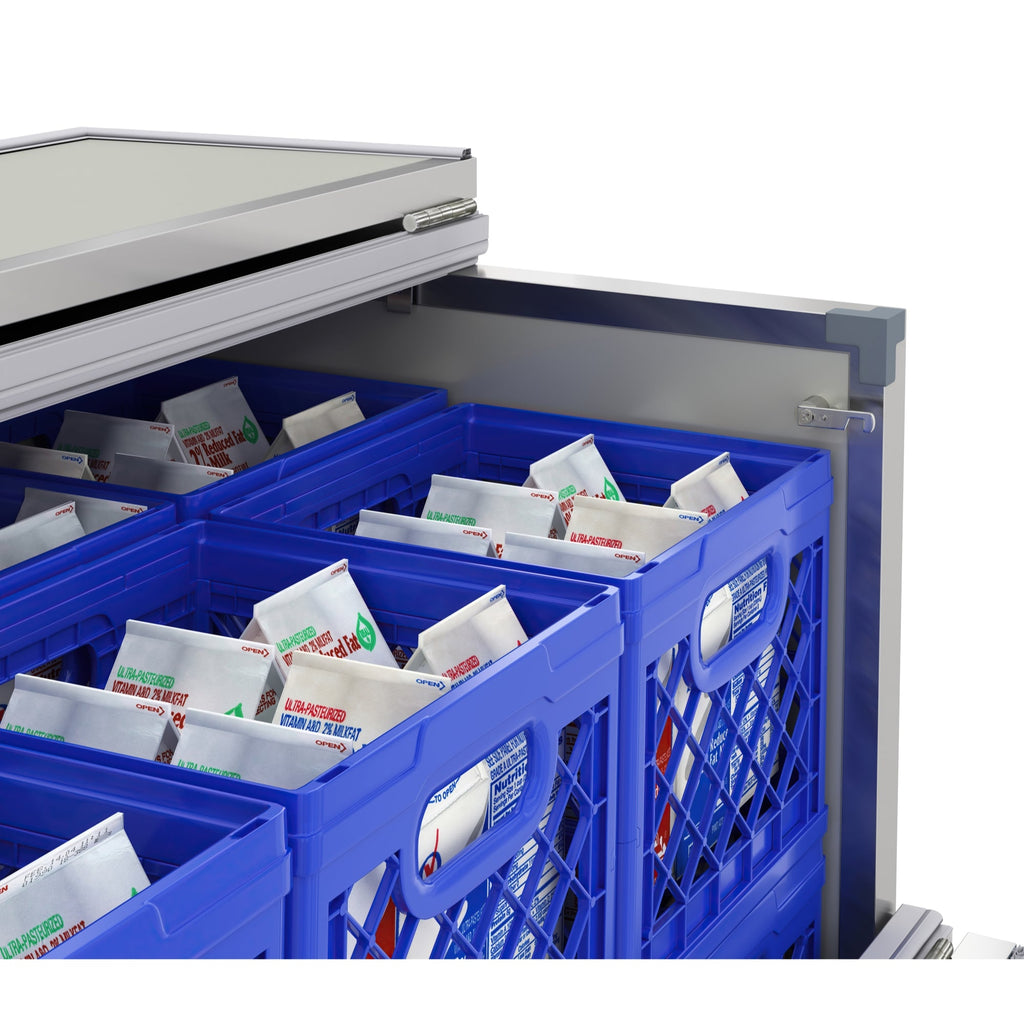 49 in. Commercial Milk Cooler for School and Cafeteria, 12 Crate Capacity with Heavy Duty Casters in Stainless Steel and White